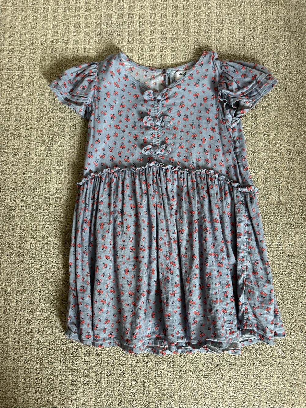 Old Navy Light Blue Floral Bow Front Knit Dress